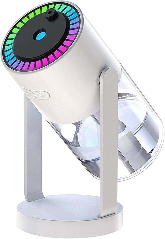 Portable Starry Sky Projection Humidifier, USB Mini Humidifier, 360° Rotating Nozzle, Colorful Lights, Anti-Clogging Technology, Ultra-Quiet Design, Suitable for Offices, Bedroom, Desktops. (01 White)