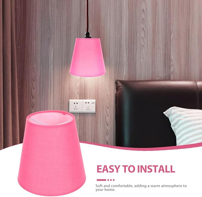 LALAFINA Clip-on Table Lamp Shade 5.51X5.51X5.11In Wear-Resistant Fabric Lamp Cover for Desk Lamps Soft Cozy Warm Light Shade for Bedroom Living Room