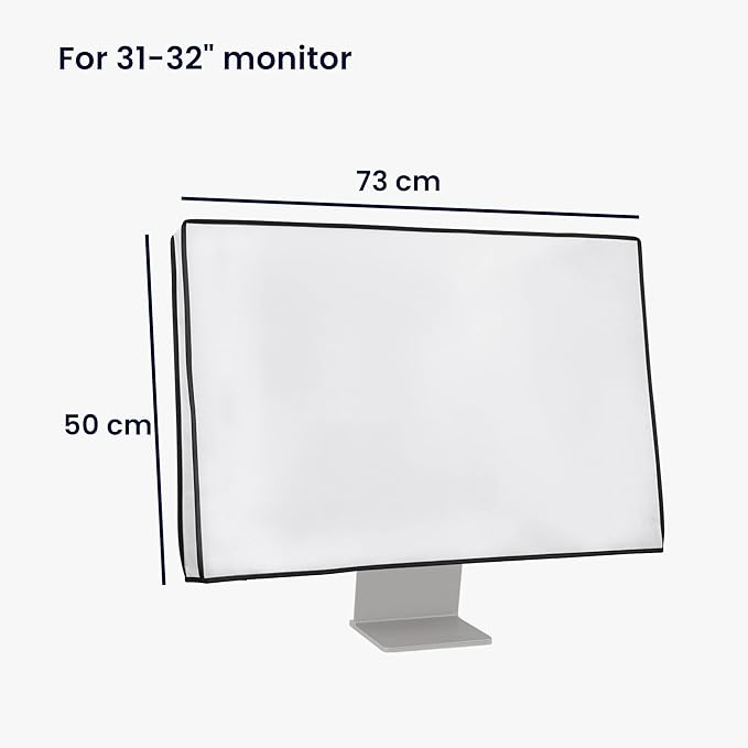 kwmobile Monitor Cover Compatible with 31-32" monitor - Dust Cover Computer Screen Protector - White