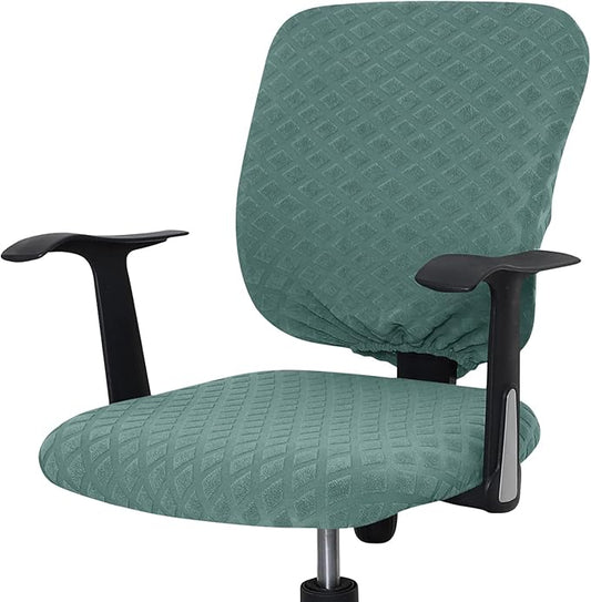 Office Chair Cover Universal Rotating Chair Slipcovers Stretch Removable Protector Computer Chair Seat Cover (Green, Chair Seat Cover + Backrest Cover)