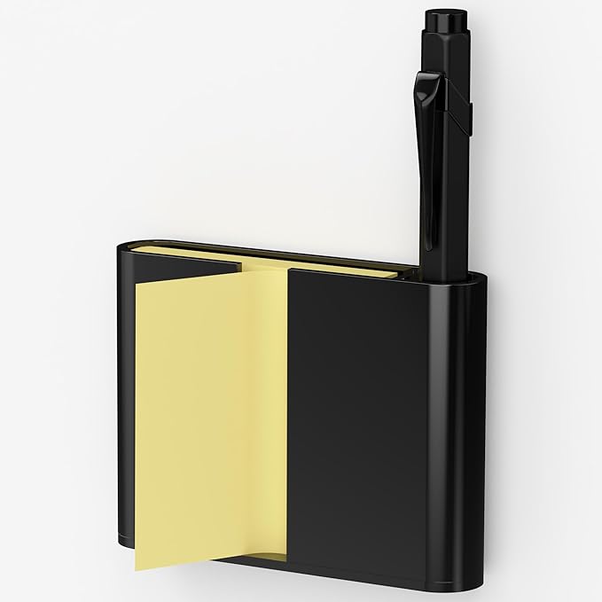 Acrylic Sticky Note Dispenser, Magnetic Sticky Note Holder for Post It Notes, 3 x 3 Inch Sticky Note Pen Organizer for Office Home Classroom, Black