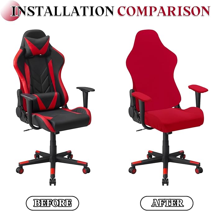 uxcell Gaming Chair Covers, Stretchable Office Computer Chair Slipcover with Armrest Covers, Elastic Seat Protector for Office Reclining Racing Game Chair, Dark Gray