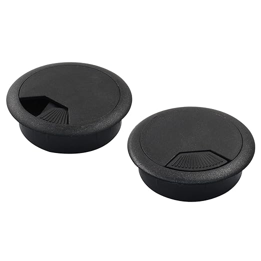 Bivethoi 4pcs 2 inch Desk Wire Cord Cable Grommets Hole Cover for Office PC Desk Cable Cord Organizer Plastic Cover Black