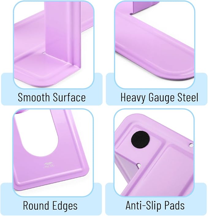 Mr. Pen- Book Ends, 4 Pack, Purple, Heavy Duty Metal Bookends for Shelves, Book Holders for Shelves, Metal Bookends
