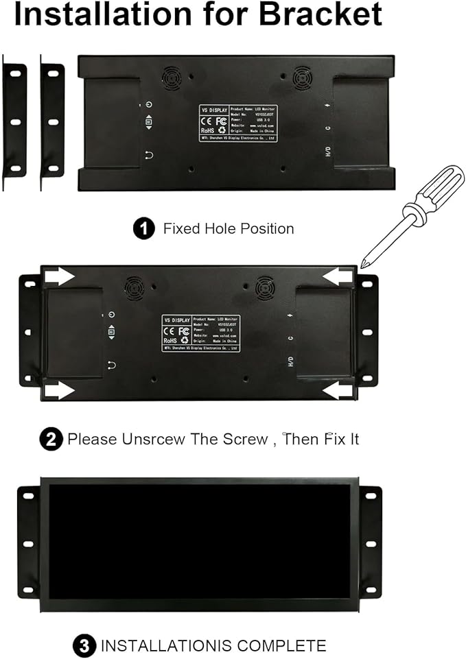 VSDISPLAY 10.3 Inch 1920x720 Touchscreen Monitor IPS Small Stretched Bar LCD 850 Nits Brightness with Mini H/D USB-C Video Input for Computer Laptop PC Industrail Secondary Display