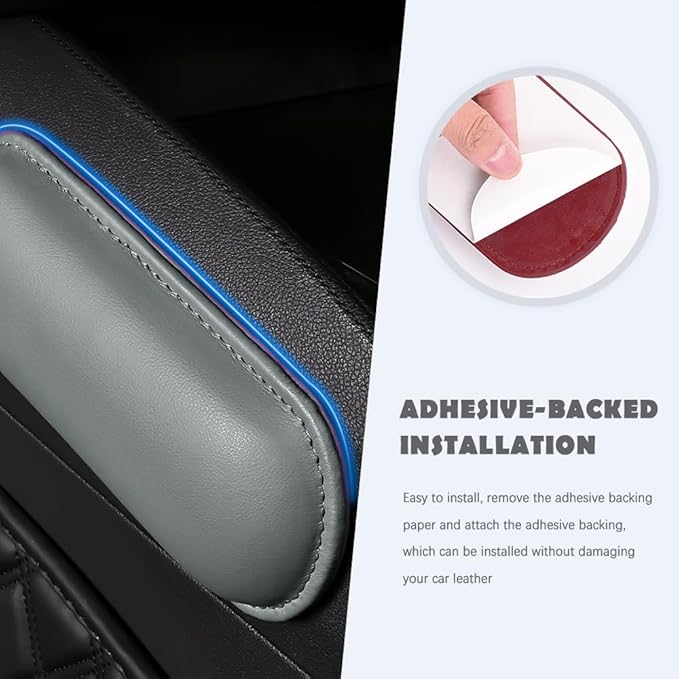 Stacool 2PCS Car Door Armrest Pads,Soft Leather+Memory Foam Car Knee Pads for Arm Support&Protect Elbow and Knee,Universal Car Elbow Pads Car Accessories Interior (Gray)