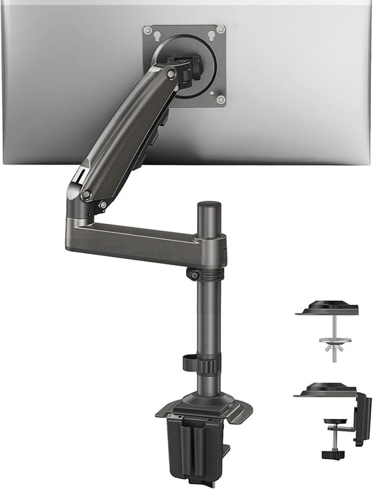 HUANUO Single Monitor Arm for 13-32 inch Screens,Holds 19.8lb,Adjustable Monitor Stand with Clamp and Grommet Base,Vesa 75x75mm/100x100mm Compatibility (Black)