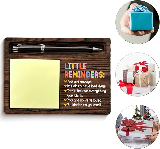 Encouragement Sticky Note Holder Mental Health Gifts for Women, Positive Affirmations Little Reminders Post It Note Dispenser for Office Cubicle Desk Decor