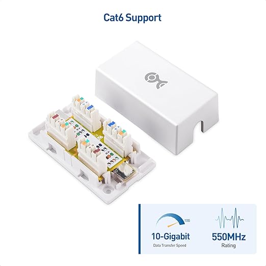 Cable Matters 5-Pack Cat 6 Splice, Cat 6 Ethernet Junction Box (Cat6 Junction Box/Ethernet Splice) in White