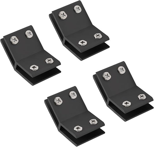 INCREWAY Glass Clamp, 4 Pack Adjustable Black Double Side Aluminum Alloy Glass Shelf Support Bracket for 6-8mm Thickness, 135 Degrees