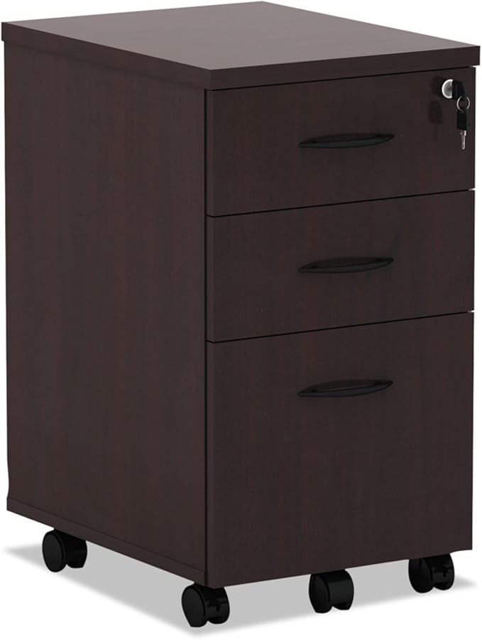 Alera ALE Valencia Mobile B/B/F Pedestal File, 15 7/8w x 20 1/2d x 28 3/8h, Mahogany