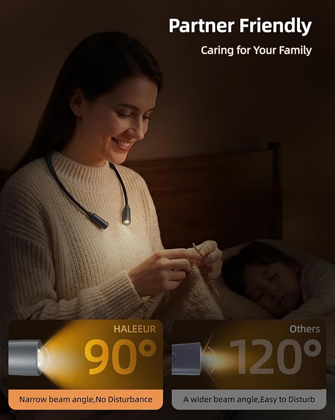 Book Light, 3-Color and Brightness Adjustable Reading Light, Rechargeable and Bendable Round Neck Design, 100hrs Runtime, Perfect Reading Lamp Gifts for Books Lovers, Knitting,Repairing,Working (Gray)