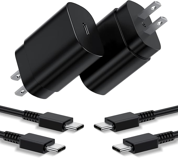 Type C Charger, 2Pack 25W PD USBC Wall Charger Super Fast Charging Block & 6ft Android Phone Cable Cord for Samsung Galaxy S26 S25 S24 S23 S22 S21 S20 (Plus/Ultra)/Note 20 10 9 8/ S10 S9 S8 Galaxy Tab