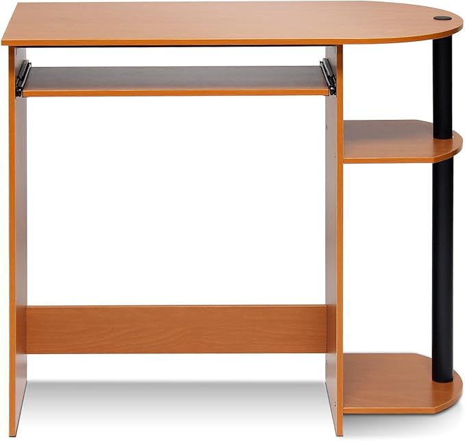 Furinno Simplistic Desk, 31.5 Wide Gaming Desk with Keyboard Tray, Computer Desk with Rounded Edges, Office Desk, for Home Office, Bedroom, Light Cherry Oak