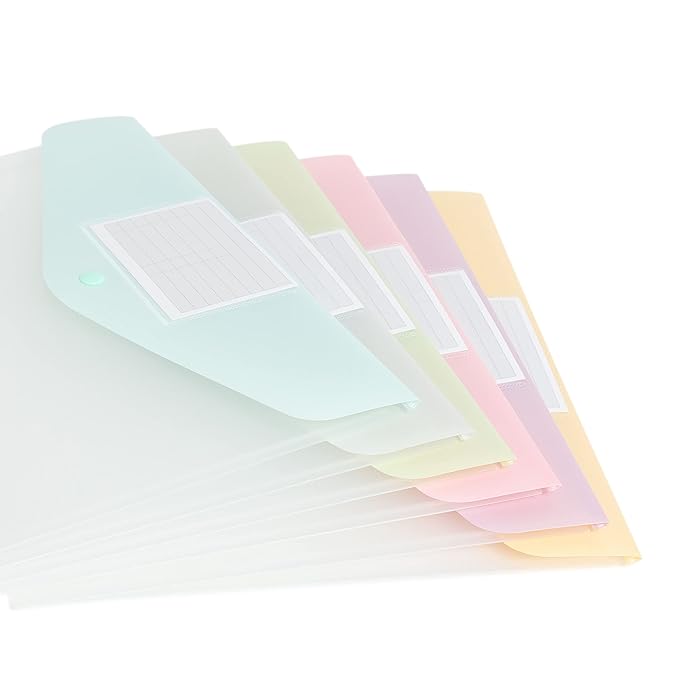 Smead Poly Document Holders, Snap Closure, Side Load, Letter Size, Pastel Colors, 6 per Pack (89688)