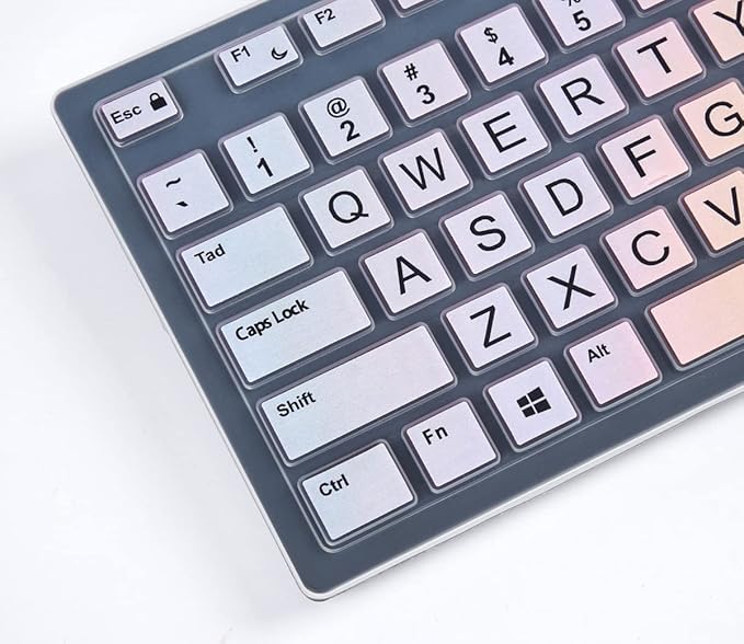 Keyboard Cover for Dell KM636 Wireless Keyboard & Dell KB216 Wired/Dell Optiplex 5250 3050 3240 5460 7450 7050/Dell Inspiron AIO 3475/3670/3477 All-in One Desktop Keyboard Cover Skin, Colorful Rainbow