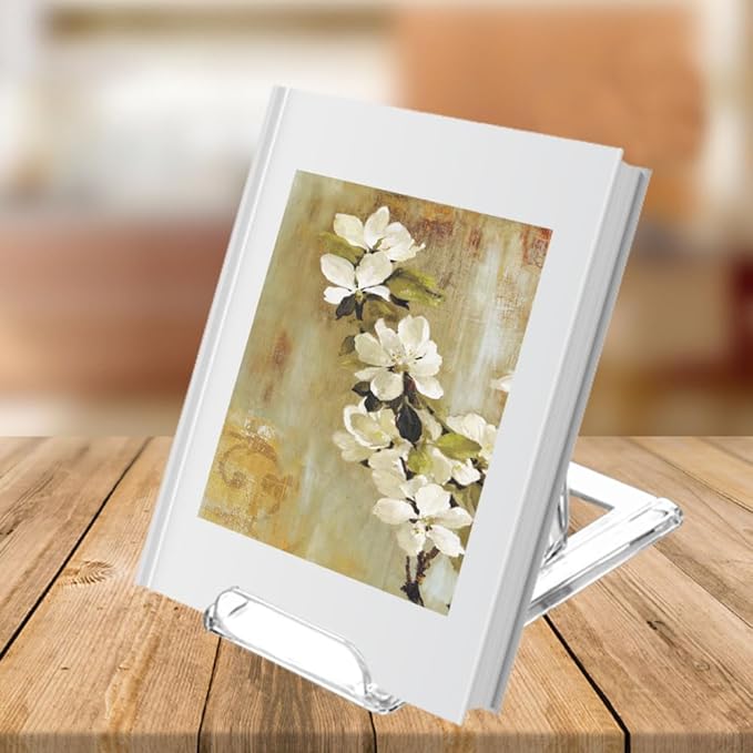 TERDEWE 10 Pack Acrylic Book Stand for Display Adjustable Clear Display Holder Easel Collector Stand for Home Office Back to School Comic Album CD Magazine Postcard Artworks (4.2 x 4.3 x 2.35 Inch)
