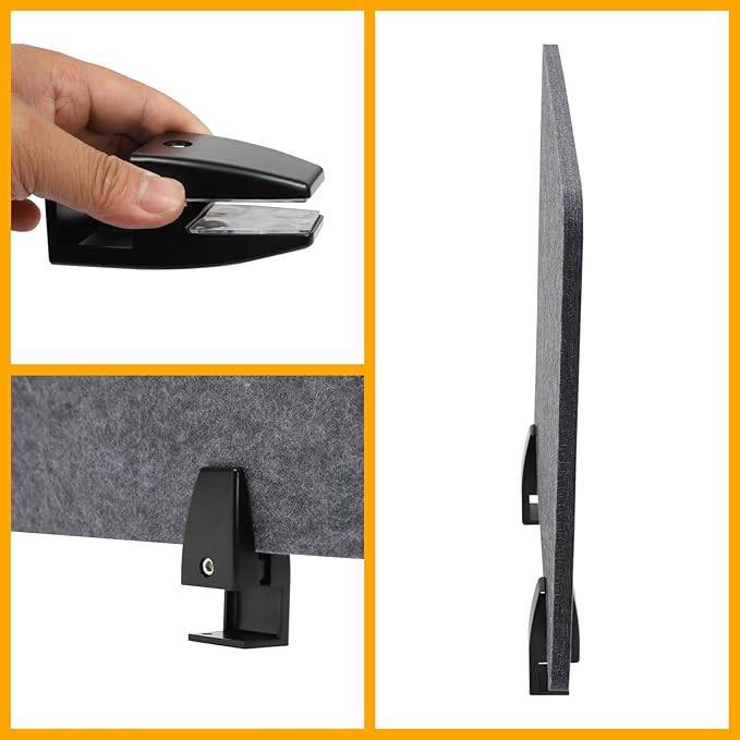 Acoustic Desk Divider, 4Pcs Tabletop Privacy Cubicle Panels, Clamp-On Polyester Fiber Felt Partition, Noise Reducing Office Partition for Workstation, Classroom, Study Area, 20.9*16in Anthracite Gray