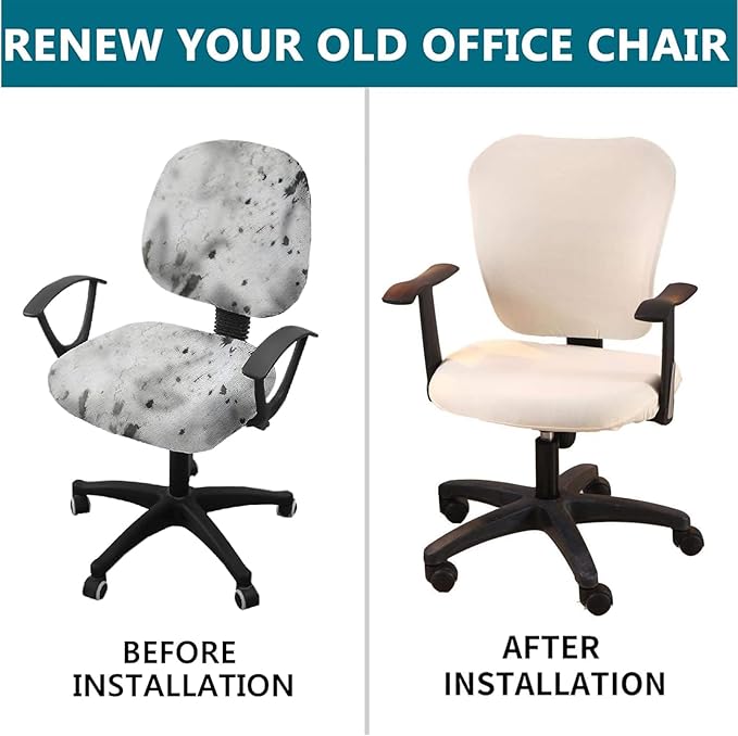 Office Computer Chair Cover Stretch Universal Jacquard Seat Slipcover 2 Piece for Desk Rotating Armless Chair, Removable Washable Anti-dust Chair
