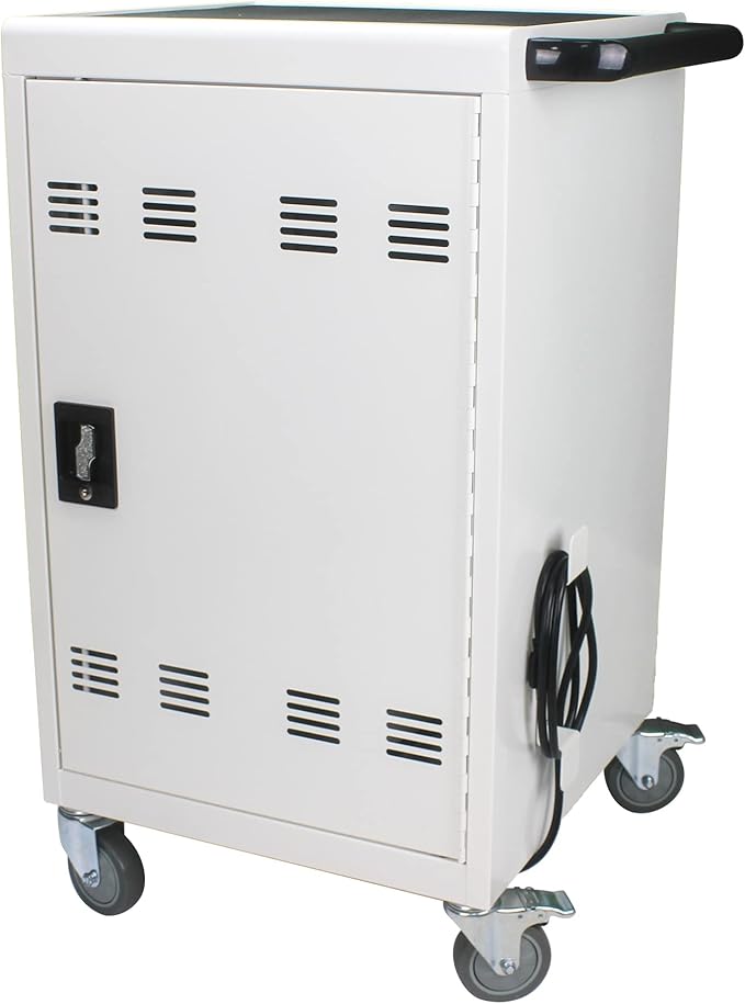 35 Device Mobile Charging Station for Laptops/Tablets/iPads/Chromebooks,35 Bay Lockable Charging Cabinet with Power Strip for Classroom,School Charging Carts with Casters(White)