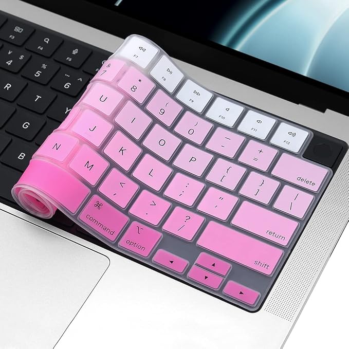 ProElife Keyboard Cover Skin for 2026-2022 MacBook Air 13.6 inch 15.3 inch M5 M4 M3 M2 Chip U.S Enter Silicon Protector for MacBook Air 13'' 15'' M5 M4 M3 2026 2025 2024 2023 Accessory (Ombre Pink)