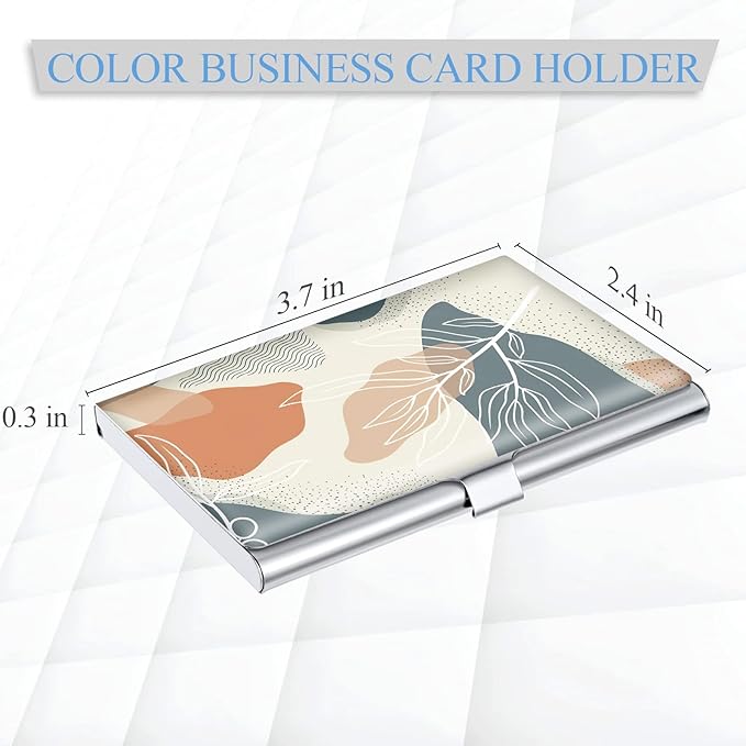 2 Pack Business Card Holder，Color Printing Men's and Women's Business Card Case，Ultra-Thin Metal Business Card Organizer，Carry-on Pocket Wallet Business Card Holder