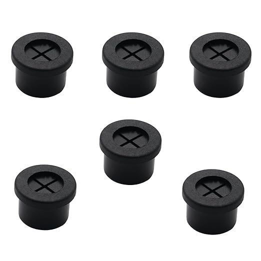 6 Pcs 14mm / 9/16 Inch Black Cable Cord Grommets, Rubber Desk Grommets for Table Computer Desk Wire Organizer TV Console and Other Furnitures Cover
