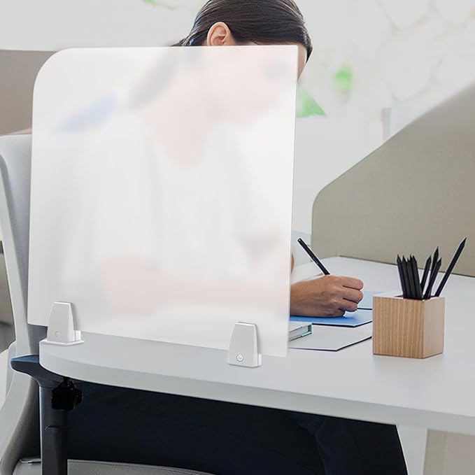 Desk Privacy Panel, Desk Divider, Desks Partition, Frosted Acrylic Desktop Privacy Panel with Stable C-Clamp for Home Office School Retail Clinic (1Pcs, 17 * 18 * 2in)