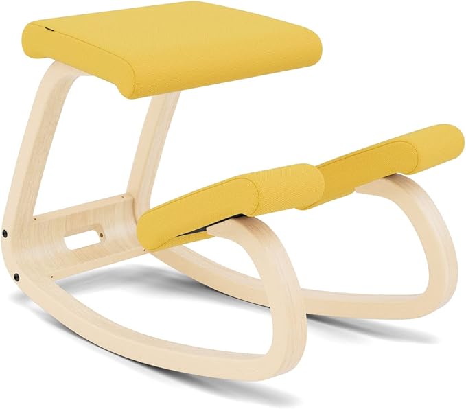 Varier Variable Natural/Yellow Ergonomic Office Kneeling Chair for Desk – Back Pain Relief, Rocking Seat for Home, Study & Posture Support – 10 Year Quality Guarantee