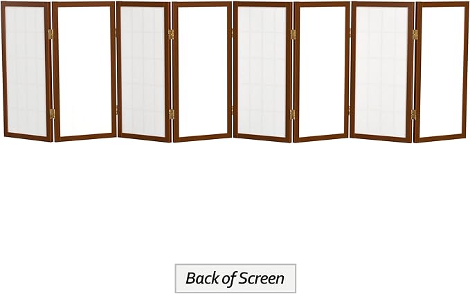 2 ft. Short Desktop Window Pane Shoji Screen - Walnut - 8 Panels