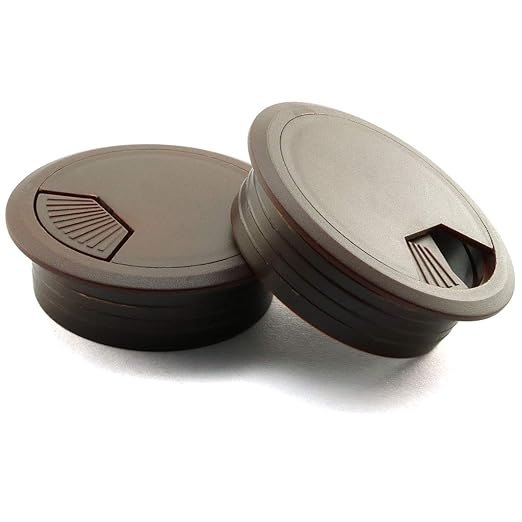 HJ Garden 2pcs 2inch Desk Wire Cord Cable Grommets Hole Cover for Office PC Desk Cable Cord Organizer Plastic Cover(Dark Brown)