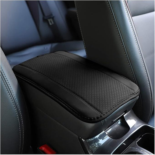 8sanlione Car Armrest Storage Box Mat, Fiber Leather Car Center Console Cover, Car Armrest Seat Box Cover Accessories Interior Protection for Most Vehicle, SUV, Truck, Car (Black)