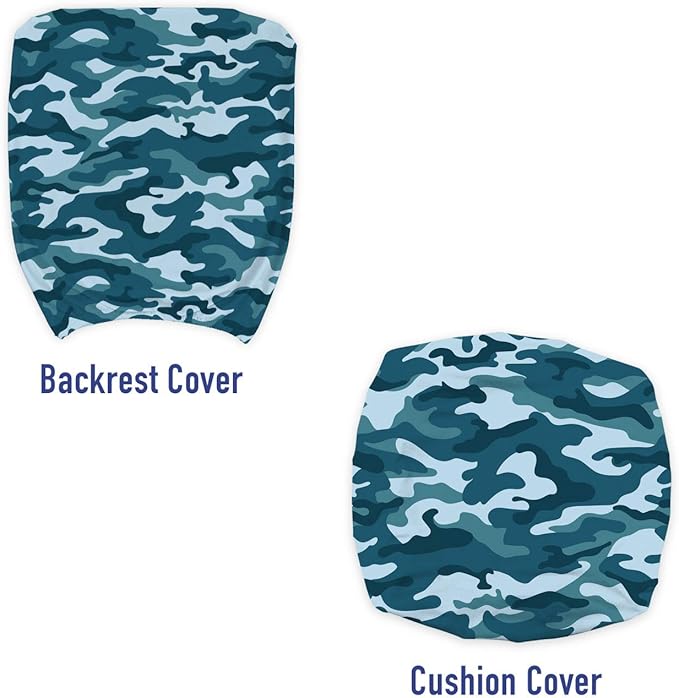 Ambesonne Camo Office Chair Slipcover, Camouflage Theme in Oceanic Colors Sea Water Inspired Illustration, Protective Stretch Decorative Fabric Cover, Standard Size, Slate Blue