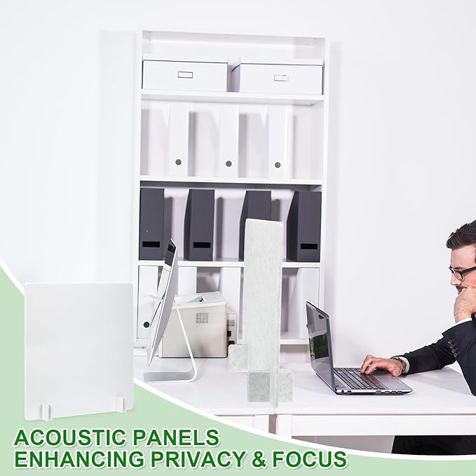 PATIKIL Desk Dividers 24" x 24", 1 Pack Desk Privacy Panel Freestanding Noise Reducing Partition Acoustic Panel with 4Pcs Support Feet for Testing Office Home Library, Pure White Style B