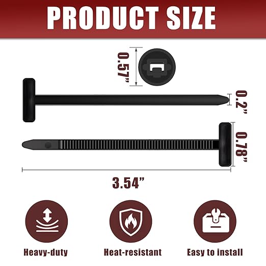 200 Pack Nylon Universal Cable Tie Buckle Zip Tie, Heavy Duty Self-Locking Push Pin with Button Fixion Tools, UV Resistant Plastic Rivet Fasteners for Car Auto Repair (Fender, Bumper, Trunk Liner)