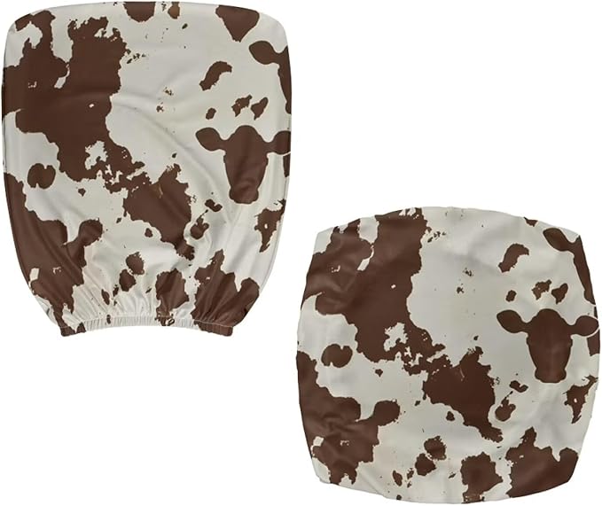 Brown Cowhide Office Chair Covers 2 Piece Stretchable Office Chair Seat Cover Universal Desk Rotating Chair,Computer Chair Washable Chair Cover Decorative for Women