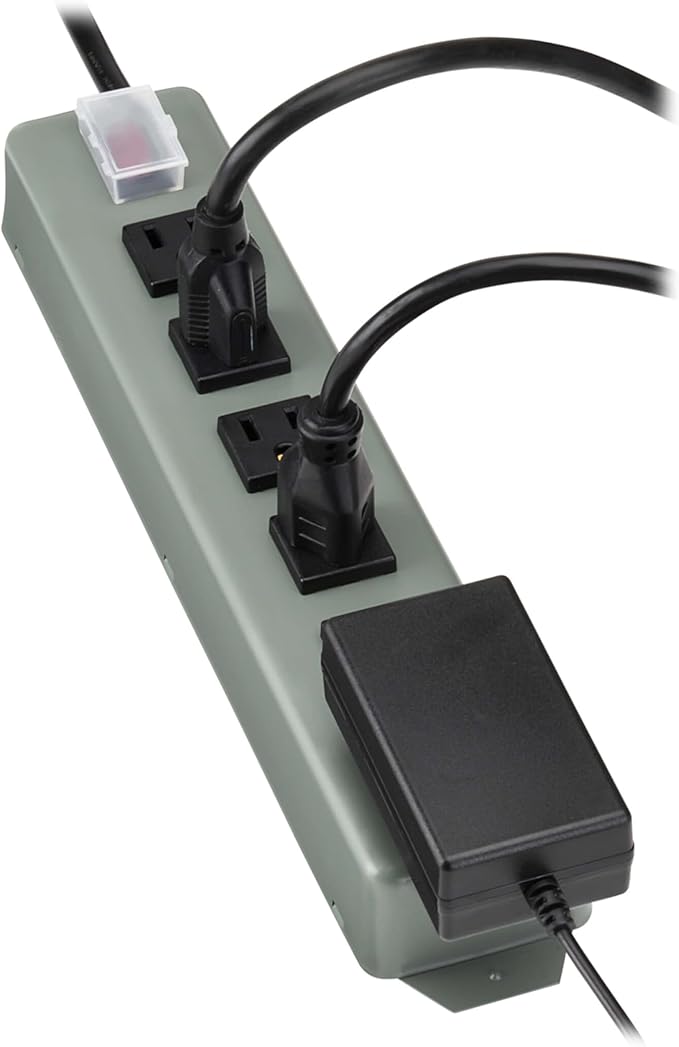 Eaton Tripp Lite series 6-Outlet Heavy Duty Power Strip, Metal, Mountable (Wall Mount & Under Desk) 15ft Extension Cord, On/Off Switch Cover, Industrial Garage Shop Work Bench Applications (UL24CB-15)