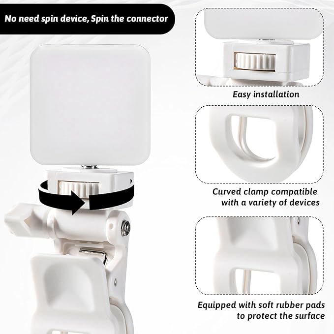 Webcam Mount for Monitor, Camera Mount Clamp Clip Ring Light Clip Adapter Replacement Zoom Light Clips-on Part Screen Display Top Fill Lights-Flash Holder for Phone Tripod Tablet Video Live Stream
