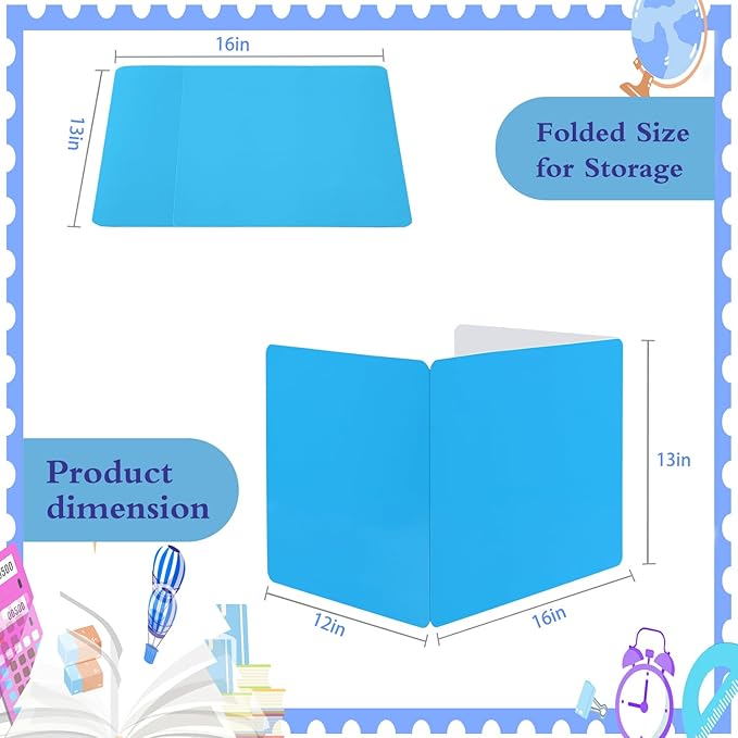 EARTHSON 24 Pcs Privacy Folders for Students, Privacy Dividers for Classroom, Study Carrel Desks Privacy Boards, Privacy Shields Folder for School Teachers Home, Blue