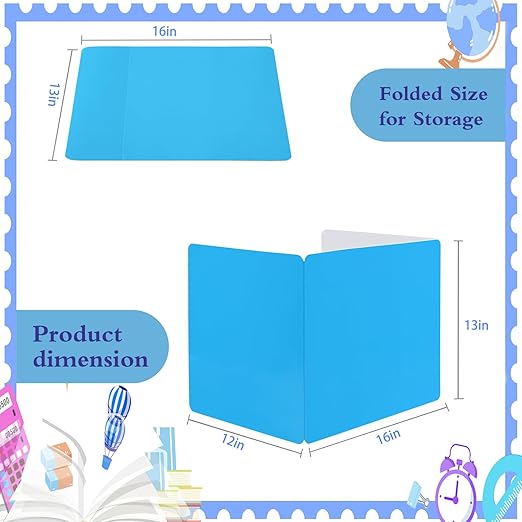 EARTHSON 12 Pcs Desk Dividers for Students, Coated Paper Privacy Shields Folder for Students, Privacy Folders for Students Desks, Test Divider Classroom Teacher Supplies Office Home, Blue