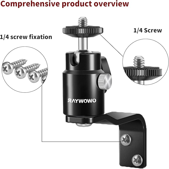 E Shape Adjustable Metal Camera Wall Mount,Speaker Wall Mount, with 1/4" Screw, 5/8" Stud, Indoor/Outdoor Mounting for Arlo, Eufy Camera & Monitor & CCTV & Speaker & VR Base Station