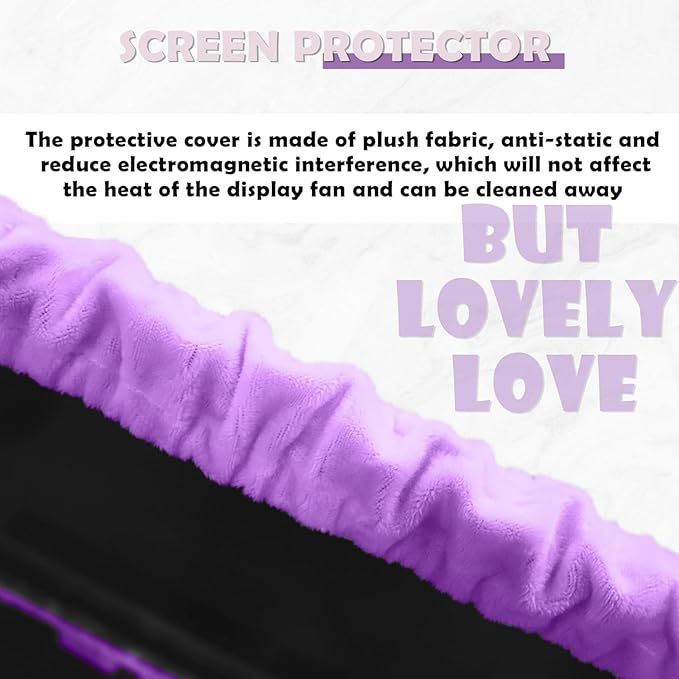 23'' - 34'' Computer Monitor Protective Cover with Cat Ear Design, Cute Monitor Dust Cover with Furry Design, Elastic Dustproof, Suitable for PC, Tablet, TV