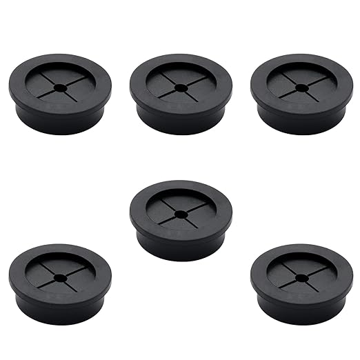 6 Pcs 35mm / 1-3/8 Inch Black Cable Cord Grommets, Rubber Desk Grommets for Table Computer Desk Wire Organizer TV Console and Other Furnitures Cover