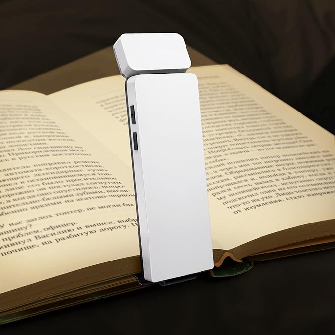 Reading Light, Book Light for Reading in Bed, USB Rechargeable Book Reading Light Clip-on LED Bookmark Lamp with 3 Amber Colors & 5 Brightness Dimmable for Book Lovers, Kids White