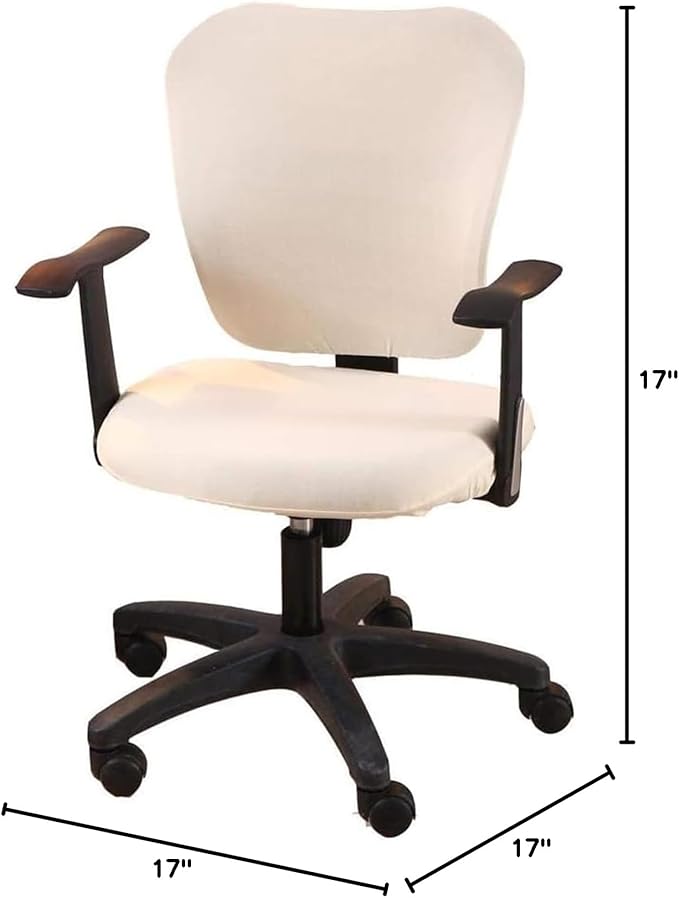 Office Computer Chair Cover Stretch Universal Jacquard Seat Slipcover 2 Piece for Desk Rotating Armless Chair, Removable Washable Anti-dust Chair
