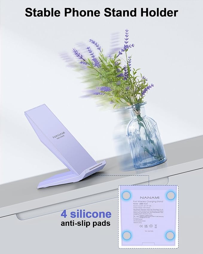 NANAMI Wireless Charger with USB C Charger - Fast Wireless Charging Stand Compatible with iPhone 17/16/15/14/13/12, Phone Charger Dock for Samsung Galaxy S26/S26+/S25/S25+/S25 Ultra/S24/S23/S22