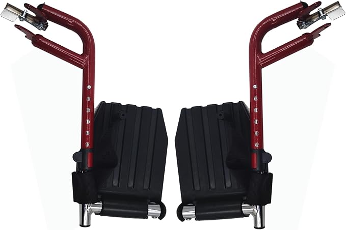 Wheelchair Footrest, Wheelchair Replacement Part with Heel Ring for Standard Wheelchairs(Red)