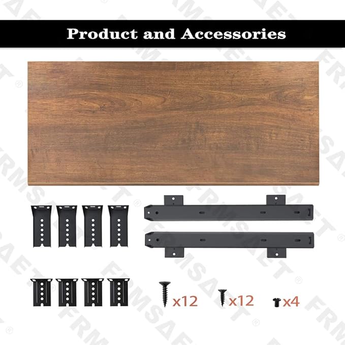 FRMSAET Furniture Accessories Office Product Suits Hardware 20/24/30 inches Keyboard Drawer Tray Wood Holder Under Desk Adjustable Height Platform. (30 inches, Brown)