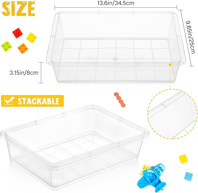 Hoteam 5 Pcs Paper Trays for Classroom Plastic Storage Bin Tray Bulk Stackable File Organizer for School Office Teacher Book Organization Supplies(Clear,13.78 x 9.84 x 3.15 Inch)