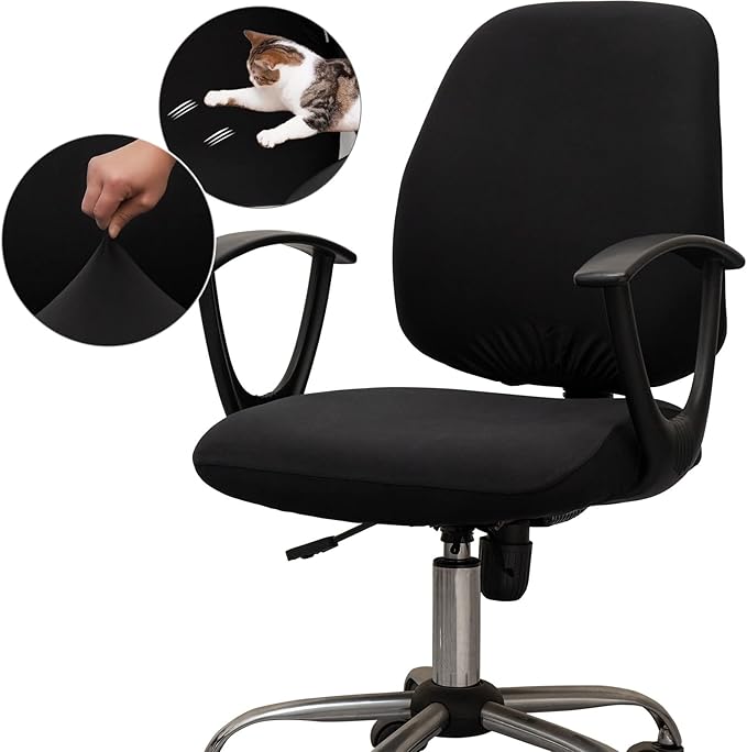 Melaluxe Computer Office Chair Covers, Protective & Stretchable Universal Chair Cover, Stretch Rotating Chair Slipcover (Black)
